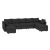 Livelylodge Large Sectional Sofa - 181'' L Oversized Modular Couch with Wooden Frame, Polyester Fabric, 3 Color Options (Black, Beige, Gray)