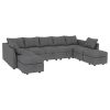 Livelylodge Large Sectional Sofa - 181'' L Oversized Modular Couch with Wooden Frame, Polyester Fabric, 3 Color Options (Black, Beige, Gray)