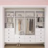 Closet Organizer System,Wall Mounted Closet Storage with  Drawers and Shelves Closet Storage for Bedroom,White