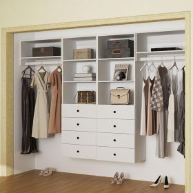 Closet Organizer System,Wall Mounted Closet Storage with  Drawers and Shelves Closet Storage for Bedroom,White (size: A1A1B2B2)