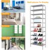 10 Tiers Shoes Rack Shelves 27 Pairs Shoes Storage Organizer Stand Non-Woven Fabric Detachable Shoes Tower Stackable Shoes Storage Rack