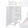 Full size Loft Bed with a twin size Stand-alone bed, Shelves,Desk,and Wardrobe