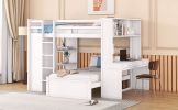 Full size Loft Bed with a twin size Stand-alone bed, Shelves,Desk,and Wardrobe