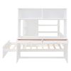 Full size Loft Bed with a twin size Stand-alone bed, Shelves,Desk,and Wardrobe