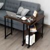 360¬∞ Free Rotating Sofa Side Table with Storage Shelves and Casters