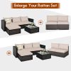 2 Pieces Patio Rattan Armless Sofa Set with 2 Cushions and 2 Pillows