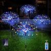 Outdoor Solar Garden Lights;  4 Pack 120 LED Copper Wire Waterproof Solar Garden Fireworks Lamp with Remote;  8 Modes Decorative Sparkles Stake Landsc