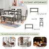 6-Piece Counter Height Dining Table Set Table with Shelf 4 Chairs and Bench for Dining Room