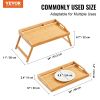 VEVOR Bed Tray Table with Foldable Legs & Media Slot, Bamboo Breakfast Tray