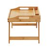 VEVOR Bed Tray Table with Foldable Legs & Media Slot, Bamboo Breakfast Tray