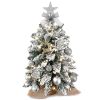 22in Mini Christmas Tree with Light Artificial Small Tabletop Christmas Decoration with Flocked Snow