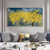 Modern Oil Painting Handmade on Canvas Golden Yellow Rich Tree Flower Plant Canvas Art Painting Canvas Home Living Room Bedroom Luxurious Decoration P