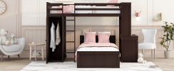 Twin size Loft Bed with a Stand-alone bed;  Shelves; Desk; and Wardrobe