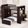 Twin size Loft Bed with a Stand-alone bed;  Shelves; Desk; and Wardrobe