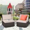 2 Pieces Patio Rattan Armless Sofa Set with 2 Cushions and 2 Pillows