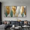 Hand Painted Oil Painting Large Abstract Leaves Oil Painting on Canvas Original Plants Painting Gold Foil Art Decor Living room Wall Decor Custom Mode