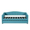 Upholstered Daybed Sofa Bed Twin Size With Trundle Bed and Wood Slat