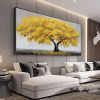 Oil Painting 100% Handmade Hand Painted Wall Art On Canvas Yellow Tree Plant Horizontal Abstract Modern Home Living Room Bedroom Luxurious Decoration