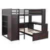 Full size Loft Bed with a twin size Stand-alone bed, Shelves,Desk,and Wardrobe