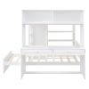 Full size Loft Bed with a twin size Stand-alone bed, Shelves,Desk,and Wardrobe