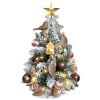 22in Tabletop Christmas Tree with Light Artificial Small Mini Red Christmas Decoration with Flocked Snow