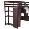 Twin size Loft Bed with Storage Drawers and Stairs, Wooden Loft Bed with Shelves