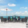 4 Pieces Patio Rattan Cushioned Sofa Set with Tempered Glass Coffee Table