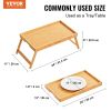 VEVOR Bed Tray Table with Foldable Legs, Bamboo Breakfast Tray for Sofa, Bed, Eating, Snacking, and Working, Folding Serving Laptop Desk Tray