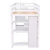 Twin size Loft Bed with Storage Drawers and Stairs, Wooden Loft Bed with Shelves