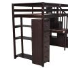 Twin size Loft Bed with Storage Drawers ,Desk and Stairs, Wooden Loft Bed with Shelves