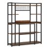 5-Tier Kitchen Baker's Rack, 55" Wide Kitchen Storage Shelf with 11 Hooks