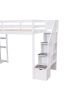 Twin size Loft Bed with Storage Drawers and Stairs, Wooden Loft Bed with Shelves