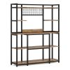 5-Tier Kitchen Baker's Rack, 55" Wide Kitchen Storage Shelf with 11 Hooks