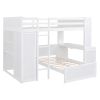 Full size Loft Bed with a twin size Stand-alone bed, Shelves,Desk,and Wardrobe