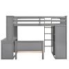 Twin size Loft Bed with a Stand-alone bed;  Shelves; Desk; and Wardrobe