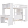 Twin size Loft Bed with a Stand-alone bed;  Shelves; Desk; and Wardrobe