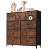 9 drawer dresser for bedrooms, hallways, entrances, wardrobes, high-bust organizational units with fabric bins, steel frame, wooden top