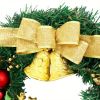 Christmas Wreath Reef For Front Door Window 24 Inch Pine Artificial Garland With Bowknot, Bells, Deer, Red Berries