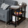 360¬∞ Free Rotating Sofa Side Table with Storage Shelves and Casters