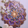 1pc Mandala Wooden Decorative Lamp Yoga Room LED Night Light Multilayered Laser Cut Carved Light Wall Decor For Home Living Room Bedroom Ornament