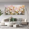 Hand Painted Oil Painting White Cherry Blossom Landscape Art 3D Floral Original Canvas Oil Painting Modern Green Plants Textured Wall Art Spring Decor