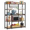 5-Tier Kitchen Baker's Rack, 55" Wide Kitchen Storage Shelf with 11 Hooks