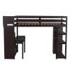 Twin size Loft Bed with Storage Drawers ,Desk and Stairs, Wooden Loft Bed with Shelves