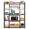 5-Tier Kitchen Baker's Rack, 55" Wide Kitchen Storage Shelf with 11 Hooks