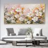 Hand Painted Oil Painting White Cherry Blossom Landscape Art 3D Floral Original Canvas Oil Painting Modern Green Plants Textured Wall Art Spring Decor