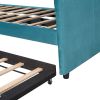 Upholstered Daybed Sofa Bed Twin Size With Trundle Bed and Wood Slat